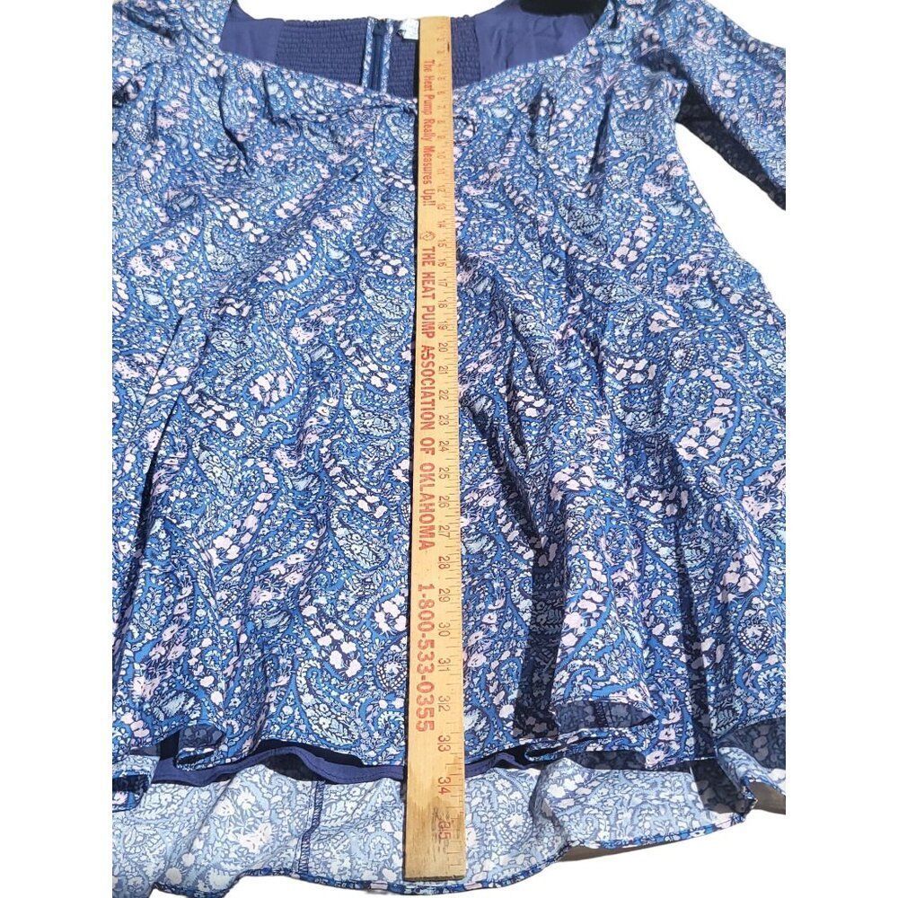 J. Crew Navy Blue Paisley Mini Dress with Pink Detail - Picture 5 of 12